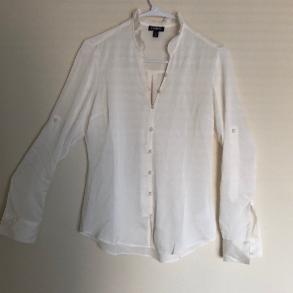 Cream White Long Sleeve Blouse